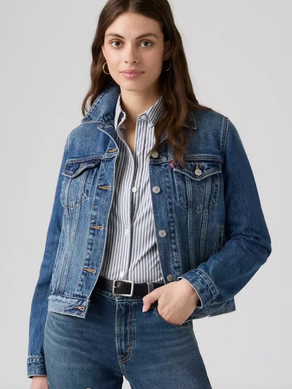 Levi’s Premium Original Trucker Denim Jacket – Blue (Size Small) | Classic Jean